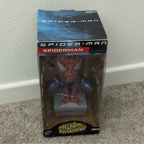 2002 Neca Spiderman Head Knocker Bobble Head Vintage RARE HTF New in Box - Picture 3 of 9